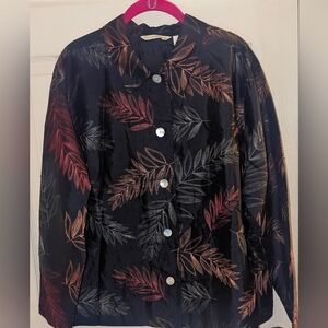 French Laundry Women's Black Rust Sage Silk Beaded Embroidered Blazer